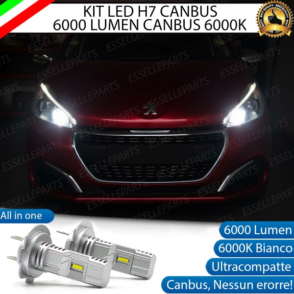 KIT LED H7 per Peugeot 208 Anabbaglianti 6000 Lumen 6000K ALL IN ONE Canbus