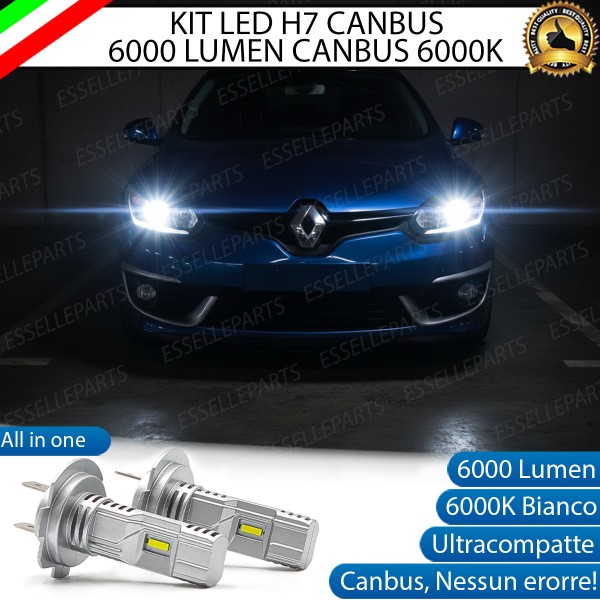 KIT LED H7 per Renault Megane 3 Anabbaglianti 6000 Lumen 6000K ALL IN ONE Canbus