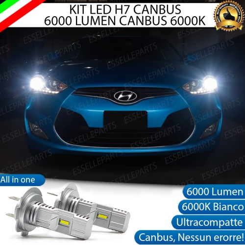 KIT LED H7 per Hyundai Veloster Anabbaglianti 6000 Lumen 6000K ALL IN ONE Canbus