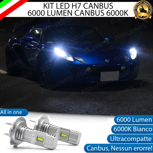 KIT LED H7 per Lotus Elise Anabbaglianti 6000 Lumen 6000K ALL IN ONE Canbus