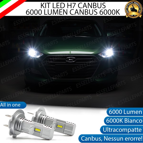 Kit LED H7 Hyundai I30 MK2 6000K 6000 Lumen Canbus Compatte