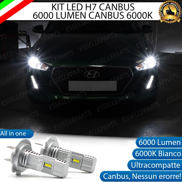 Kit LED H7 Hyundai I30 MK3 6000K 6000 Lumen Canbus Compatte