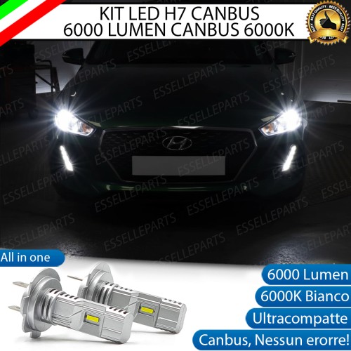 KIT LED H7 per Hyundai I30 Fastback Anabbaglianti 6000 Lumen 6000K BIANCO Canbus