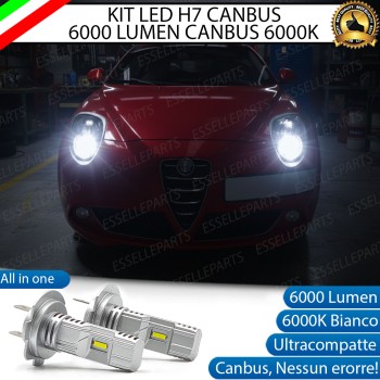 KIT LED H7 per Alfa Romeo Mito Anabbaglianti 6000 Lumen 6000K ALL IN ONE Canbus