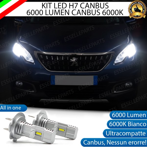 KIT LED H7 per Peugeot 2008 Anabbaglianti 6000 Lumen 6000K ALL IN ONE Canbus
