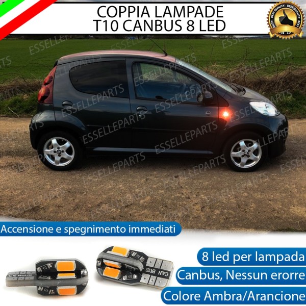 Coppia Lampade T10 W5W 8 LED per Frecce Laterali Peugeot 107