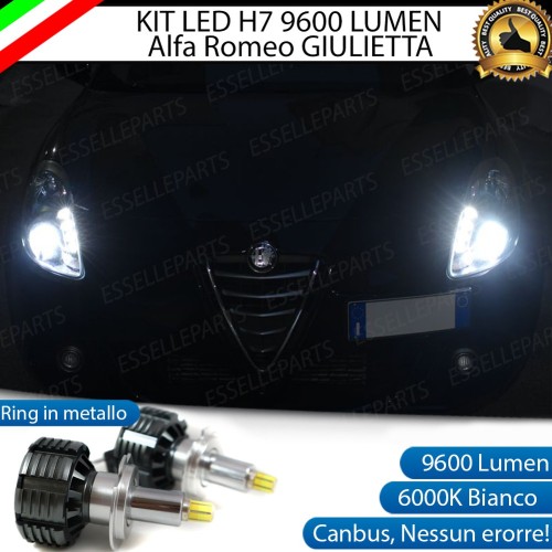 Kit Full LED H7 9600 Lumen 6000K Anabbaglianti ALFA ROMEO Giulietta Fino al 2013