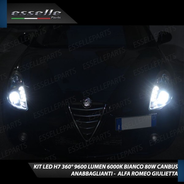 Kit Full LED H7 9600 Lumen 6000K Anabbaglianti ALFA ROMEO Giulietta Fino al 2013
