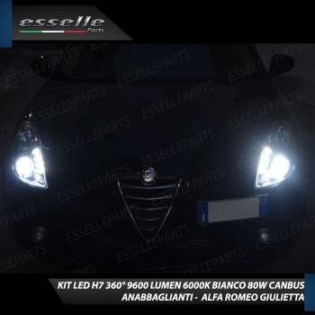Kit Full LED H7 9600 Lumen 6000K Anabbaglianti ALFA ROMEO Giulietta Fino al 2013