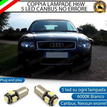 Coppia luci di posizione H6W 5 LED Canbus 6000K bianco Audi A4 B5 con xenon di serie