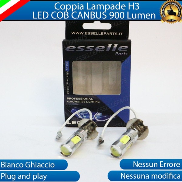 ELT COPPIA LAMPADE H3 LED BIANCO XENON CREE COB ALTA LUMINOSITA' CANBUS 