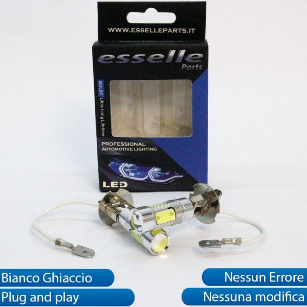 Coppia Lampade H3 LED COB Canbus 6000K Bianco Ghiaccio