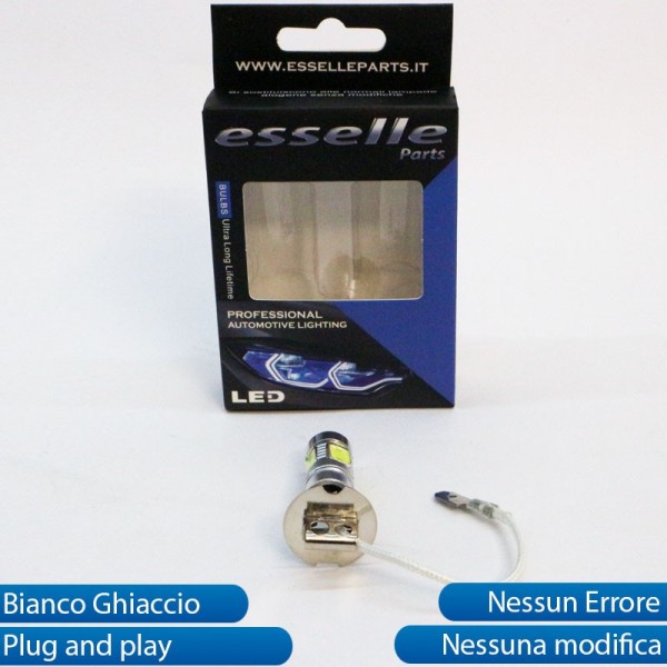 Coppia Lampade H3 LED COB Canbus 6000K Bianco Ghiaccio