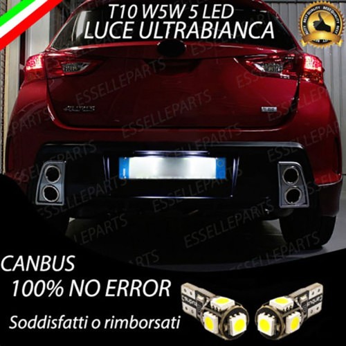 Luci Targa 5 LED Per Toyota Auris MK2 Canbus 6000K Bianco