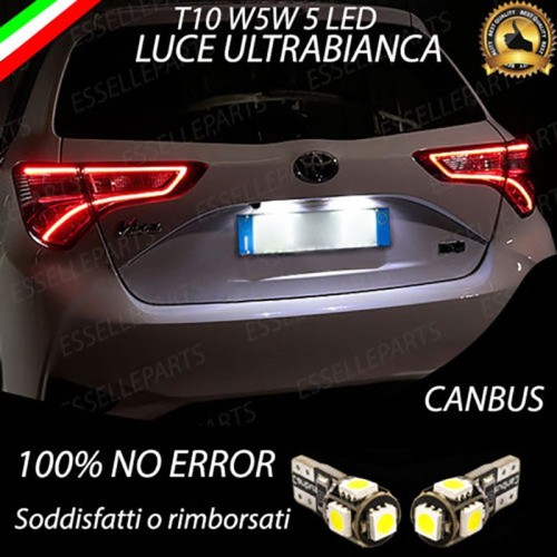 Coppia Luci Targa T10 5 LED canbus 6000K Bianco Toyota Yaris MK3 Restyling Dal 2017