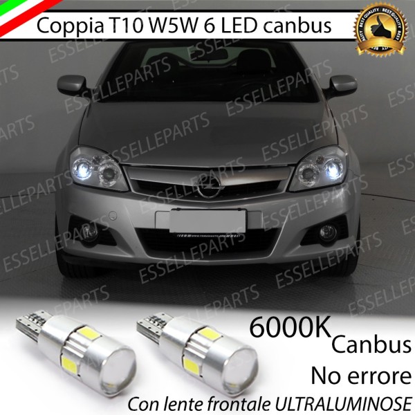 Coppia Lampade T10 W5W LED canbus con lente frontale per luci di posizione per Opel Tigra Twin Top