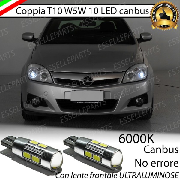 Coppia Lampade T10 W5W LED canbus con lente frontale per luci di posizione per Opel Tigra Twin Top