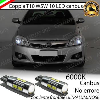 Coppia Lampade T10 W5W LED canbus con lente frontale per luci di posizione per Opel Tigra Twin Top Coppia Lampade T10 W5W LED canbus con lente frontale per luci di posizione per Opel Tigra Twin Top