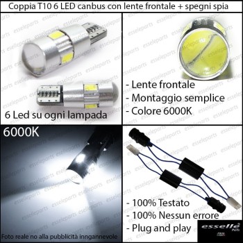 Coppia luci di posizione T10 W5W 6 LED canbus 6000K Lancia Musa Dal 2008 al 2010 Coppia luci di posizione T10 W5W 6 LED canbus 6000K Lancia Musa Dal 2008 al 2010