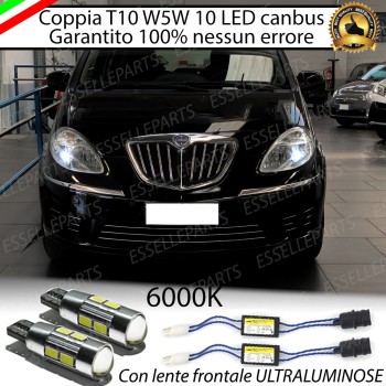 Coppia luci di posizione T10 W5W 10 LED canbus 6000K Lancia Musa Dal 2008 al 2010