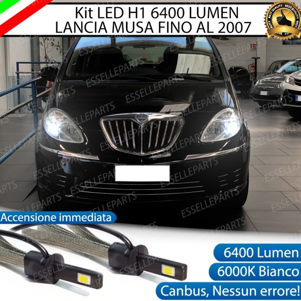 Kit Full LED H1 Abbaglianti 6400 Lumen 6000K bianco LANCIA MUSA FINO AL 2007