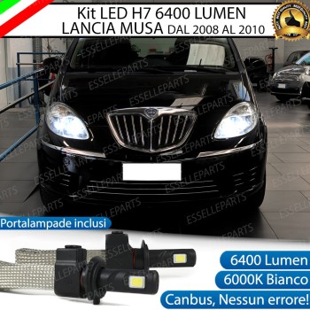 Kit Full LED H7 6400 Lumen 6000K bianco Anabbaglianti LANCIA MUSA DAL 2008 AL 2010