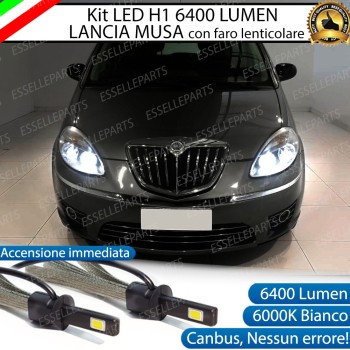 Kit Full LED H1 Anabbaglianti 6400 Lumen 6000K bianco LANCIA MUSA DAL 2011 IN POI