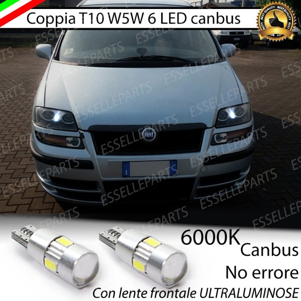 Coppia Lampade T10 W5W LED canbus con lente frontale per luci di posizione per Fiat Ulysse II
