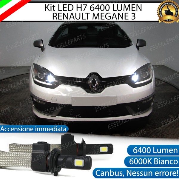 Kit Full LED H7 6400 Lumen 6000K bianco Abbaglianti RENAULT MEGANE 3 Fari Lenticolari