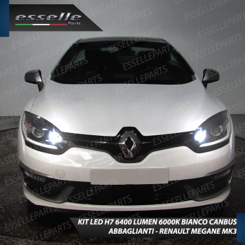 Kit Full LED H7 6400 Lumen 6000K bianco Abbaglianti RENAULT MEGANE 3 Fari Lenticolari