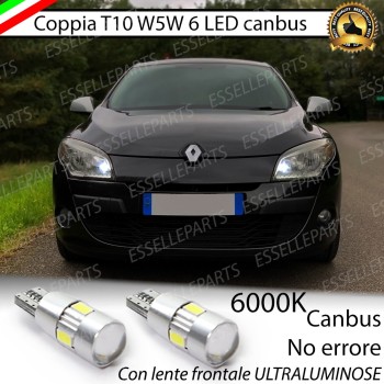 Coppia Lampade T10 W5W 6 LED Canbus 6000K bianco RENAULT MEGANE 3