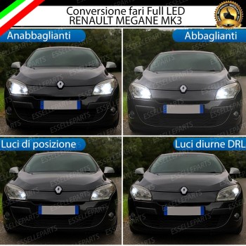 Conversione Fari Full LED 6000K bianco RENAULT MEGANE 3 con fari a parabola