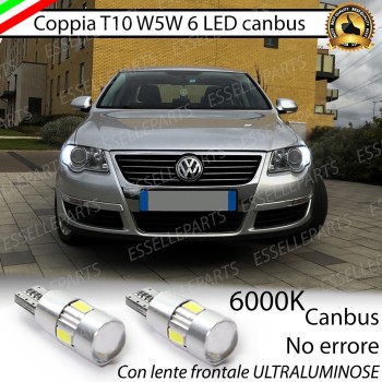 Coppia Lampade T10 W5W LED canbus con lente frontale per luci di posizione per Volkswagen Passat (B6)