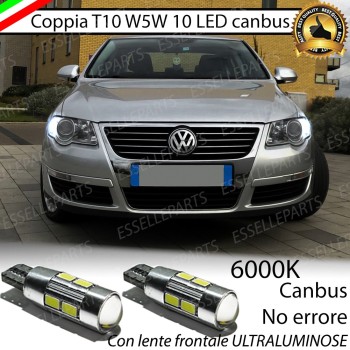 Coppia Lampade T10 W5W LED canbus con lente frontale per luci di posizione per Volkswagen Passat (B6)