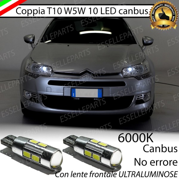 Coppia Lampade T10 W5W LED canbus con lente frontale per luci di posizione per CITROEN C5 II