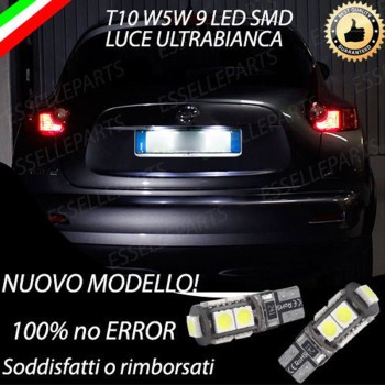 Coppia Luci Targa T10 W5W 9 LED canbus 6000K Bianco per Nissan Juke Dal 2014