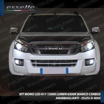 Kit Mono LED H11 12000 Lumen 6000K Anabbaglianti ISUZU D-MAX MK2 Fari Lenticolari