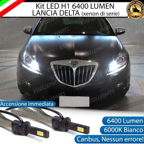 Kit led H1 6400 Lumen 6000K Bianco Canbus Abbaglianti Lancia Delta con xenon di serie