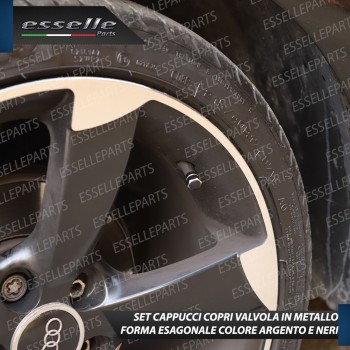 Set 4 Tappi Coprivalvola Neri in alluminio per DR Automobiles Dr-6