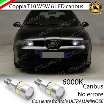 Coppia Lampade T10 W5W LED canbus con lente frontale per luci di posizione per Seat Leon 1 (1M) Coppia Lampade T10 W5W LED canbus con lente frontale per luci di posizione per Seat Leon 1 (1M)