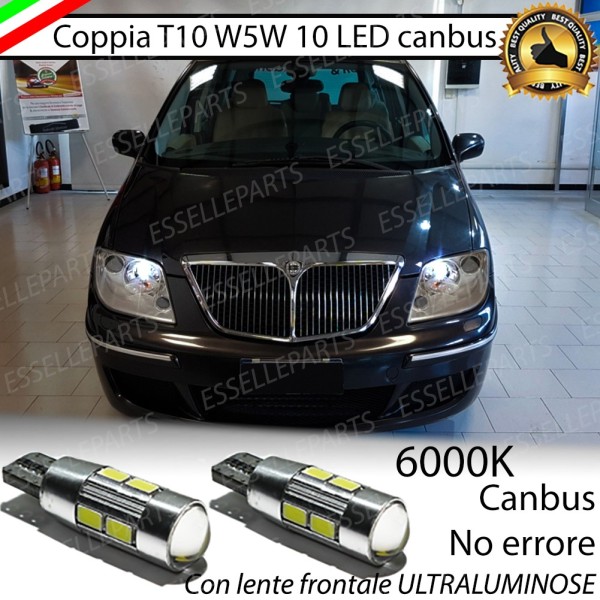 Coppia Lampade T10 W5W LED canbus con lente frontale per luci di posizione per Lancia Phedra