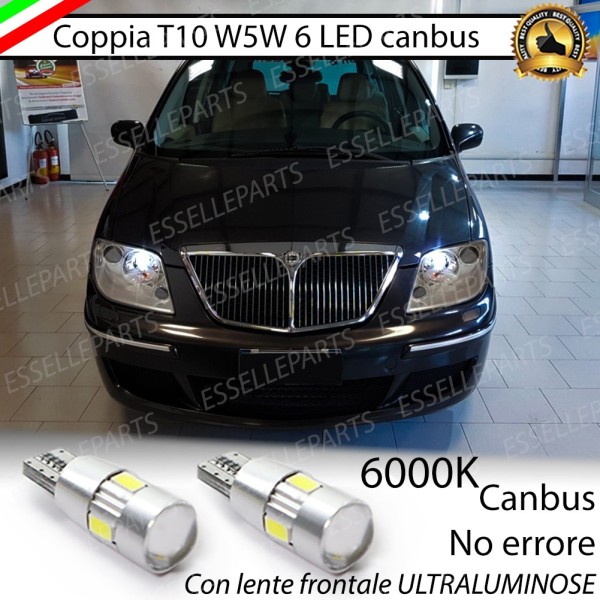 Coppia Lampade T10 W5W LED canbus con lente frontale per luci di posizione per Lancia Phedra