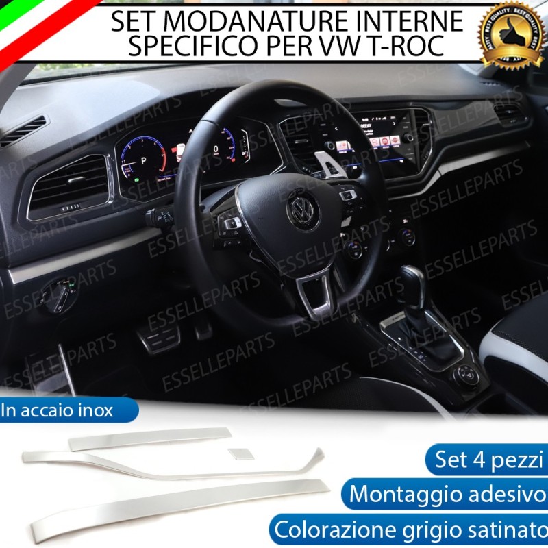 PROFILI IN METALLO MODANATURE BARRE INTERNE GRIGIO SATINATO CRUSCOTTO PER  VW T-ROC