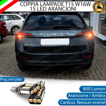 Lampada  T15 W16W 15 LED Canbus ARANCIONE FRECCE PER SKODA SCALA