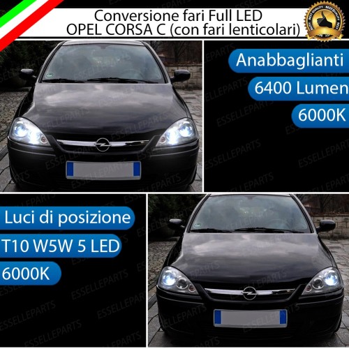 Conversione Fari Full LED 6000K bianco OPEL CORSA C Con fari Lenticolari