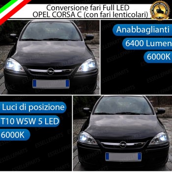 Conversione Fari Full LED 6000K bianco OPEL CORSA C Con fari Lenticolari Conversione Fari Full LED 6000K bianco OPEL CORSA C Con fari Lenticolari