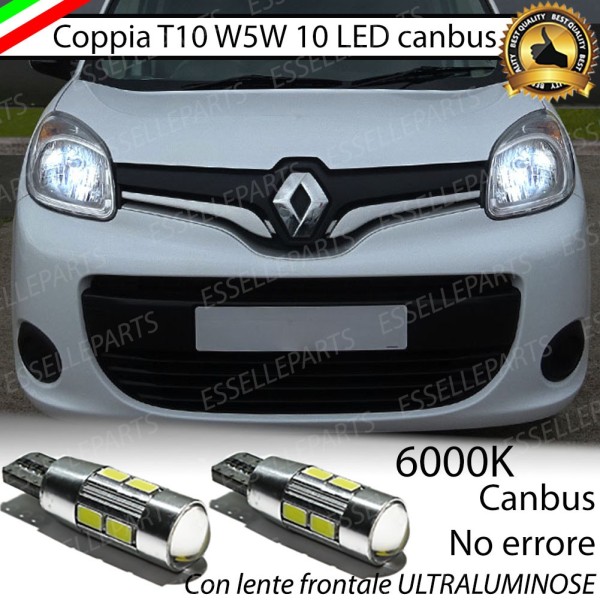 Coppia luci di posizione T10 W5W 10 LED canbus da 6000K Bianco 660 Lumen per Renault Kangoo 2 Pre-Restyling