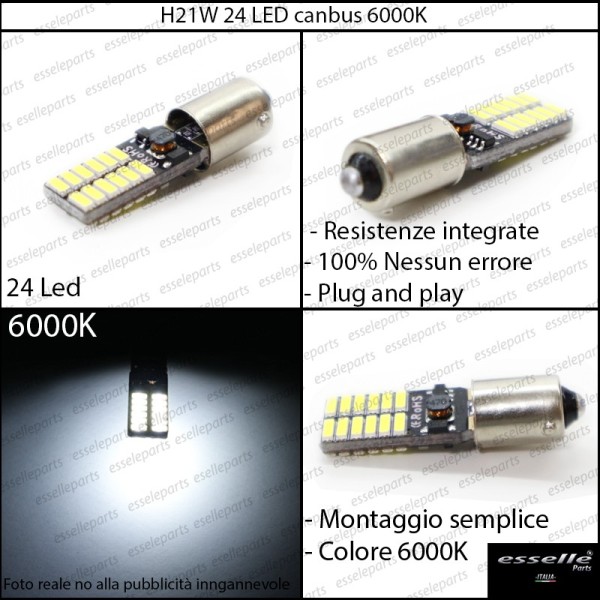 Lampada H21W 24 LED Retromarcia 6000K Bianco Canbus Seat Leon 3 5F Restyling