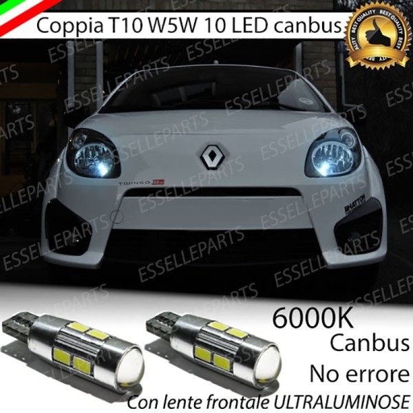 Coppia luci di posizione T10 W5W 10 LED canbus 6000K Renault Twingo MK2 Pre-Restyling