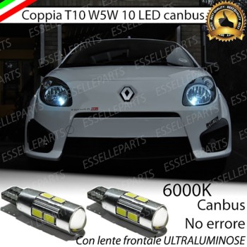 Coppia luci di posizione T10 W5W 10 LED canbus 6000K Renault Twingo MK2 Pre-Restyling